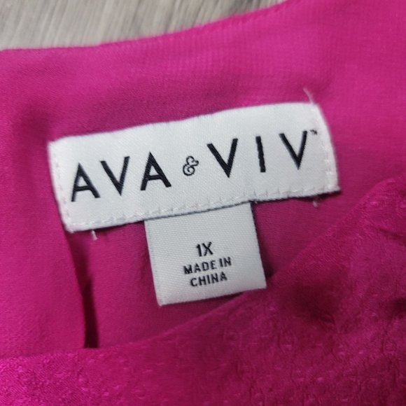 Ava & Viv Pink Colorblock Keyhole Back Layered Tank Top Womens Plus Size 1X - Picture 4 of 4